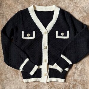J.ING Black and Cream Cardigan